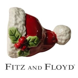 Fitz and Floyd "Kitty Claus" Santa Hat Ceramic Pepper Shaker -NEW *Circa 2006